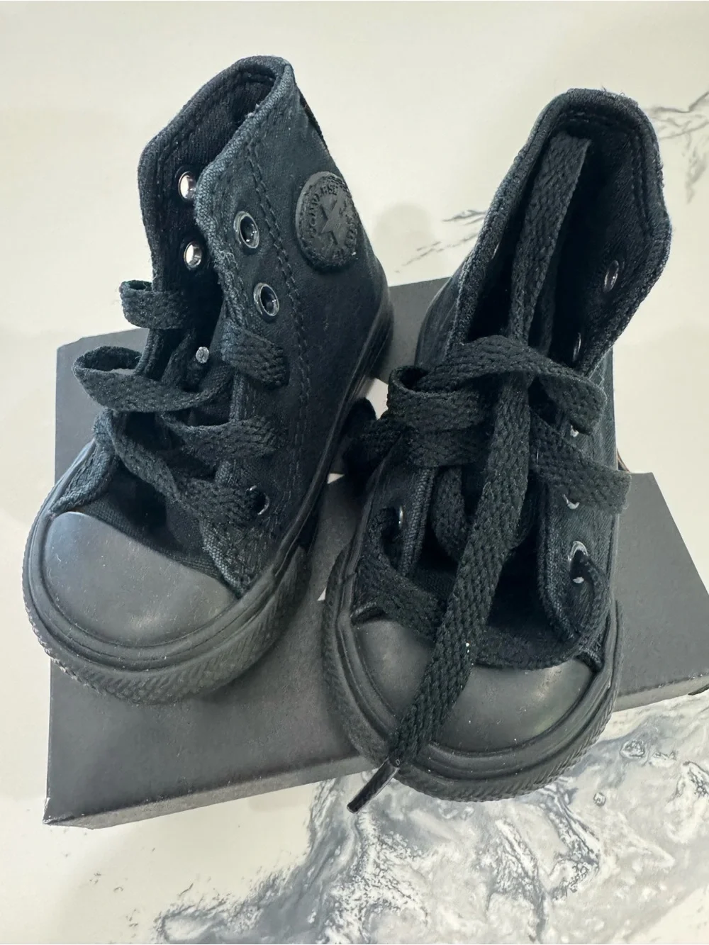 Converse Kids Black High Top Sneakers - All Black Chuck Patch